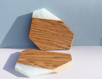 planche de présentation bois résine effet glace